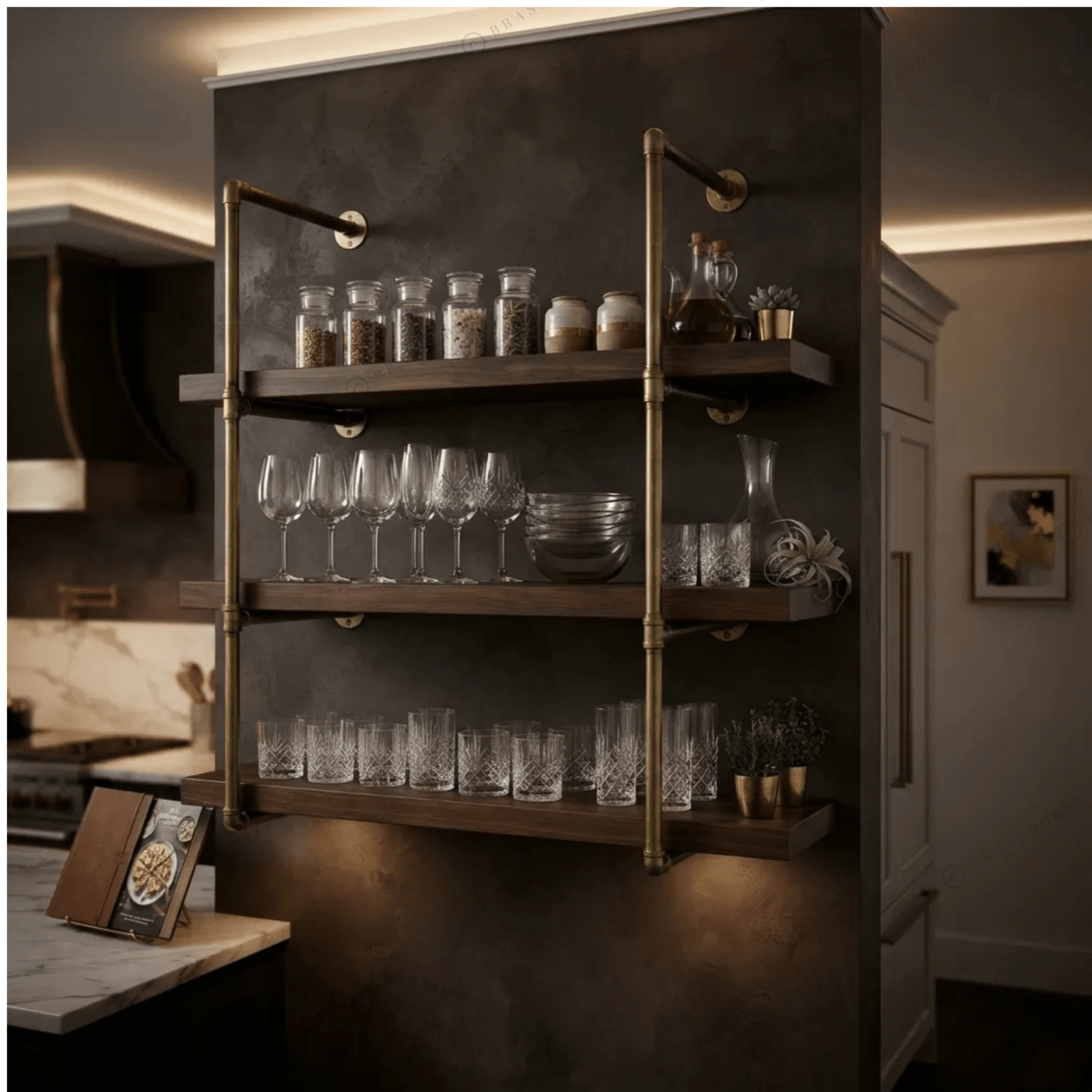 Brass Pipe Shelving & Racks - BRASSDORIA