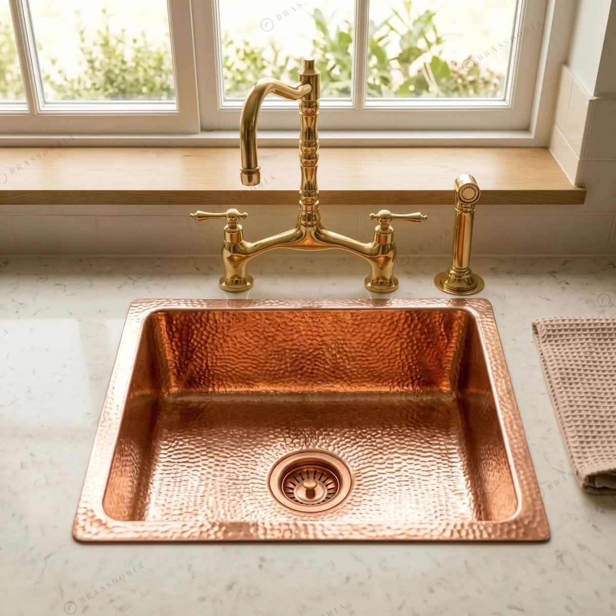 15-Inch Handcrafted Hammered Copper Bar & Prep Sink - BRASSDORIA