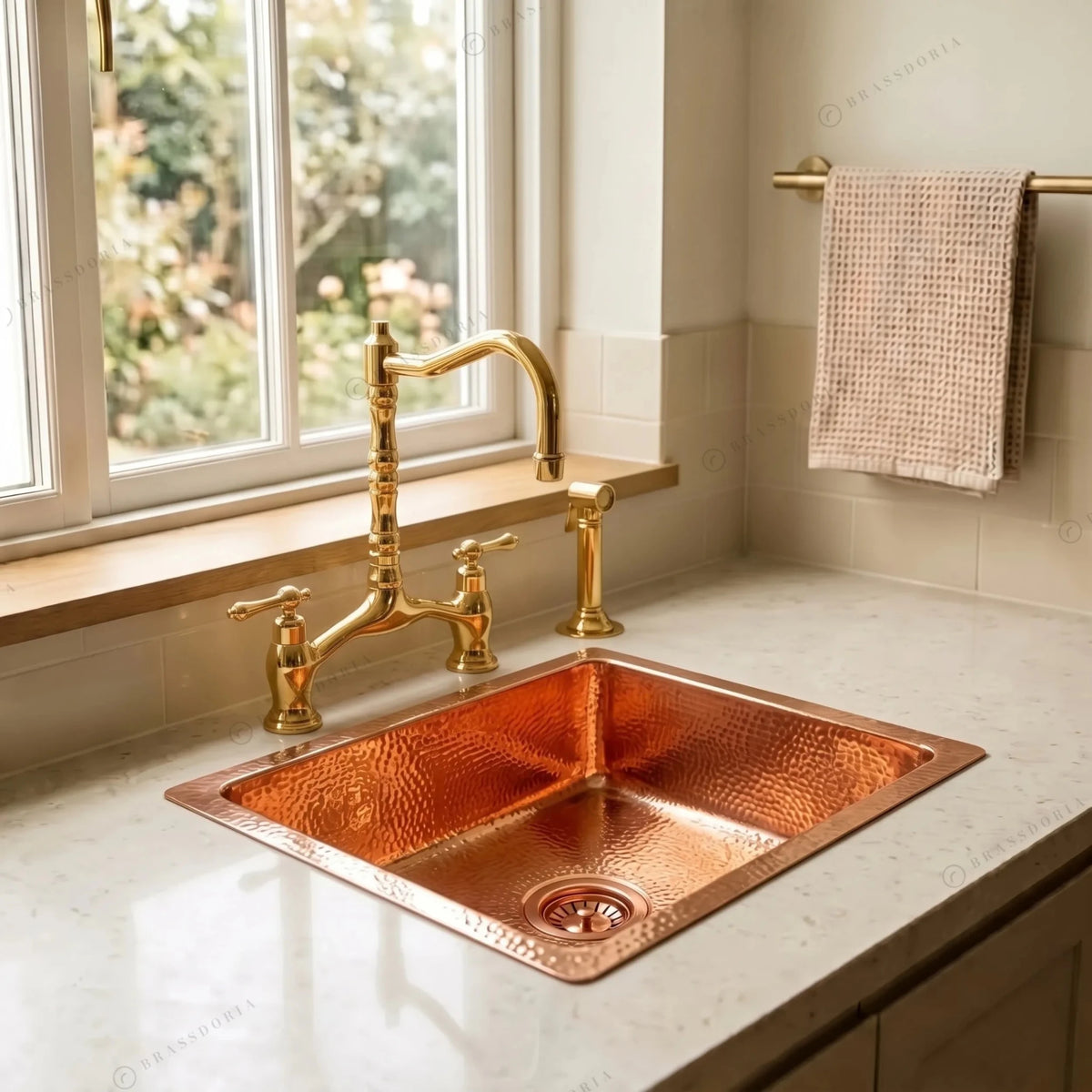 15-Inch Handcrafted Hammered Copper Bar & Prep Sink - BRASSDORIA