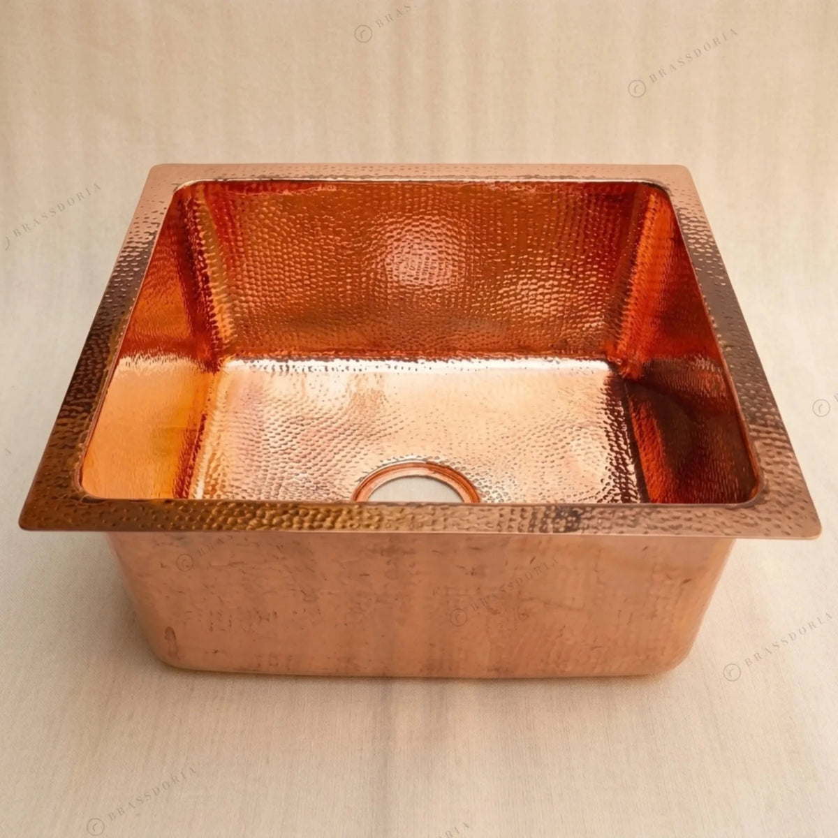 15-Inch Handcrafted Hammered Copper Bar & Prep Sink - BRASSDORIA