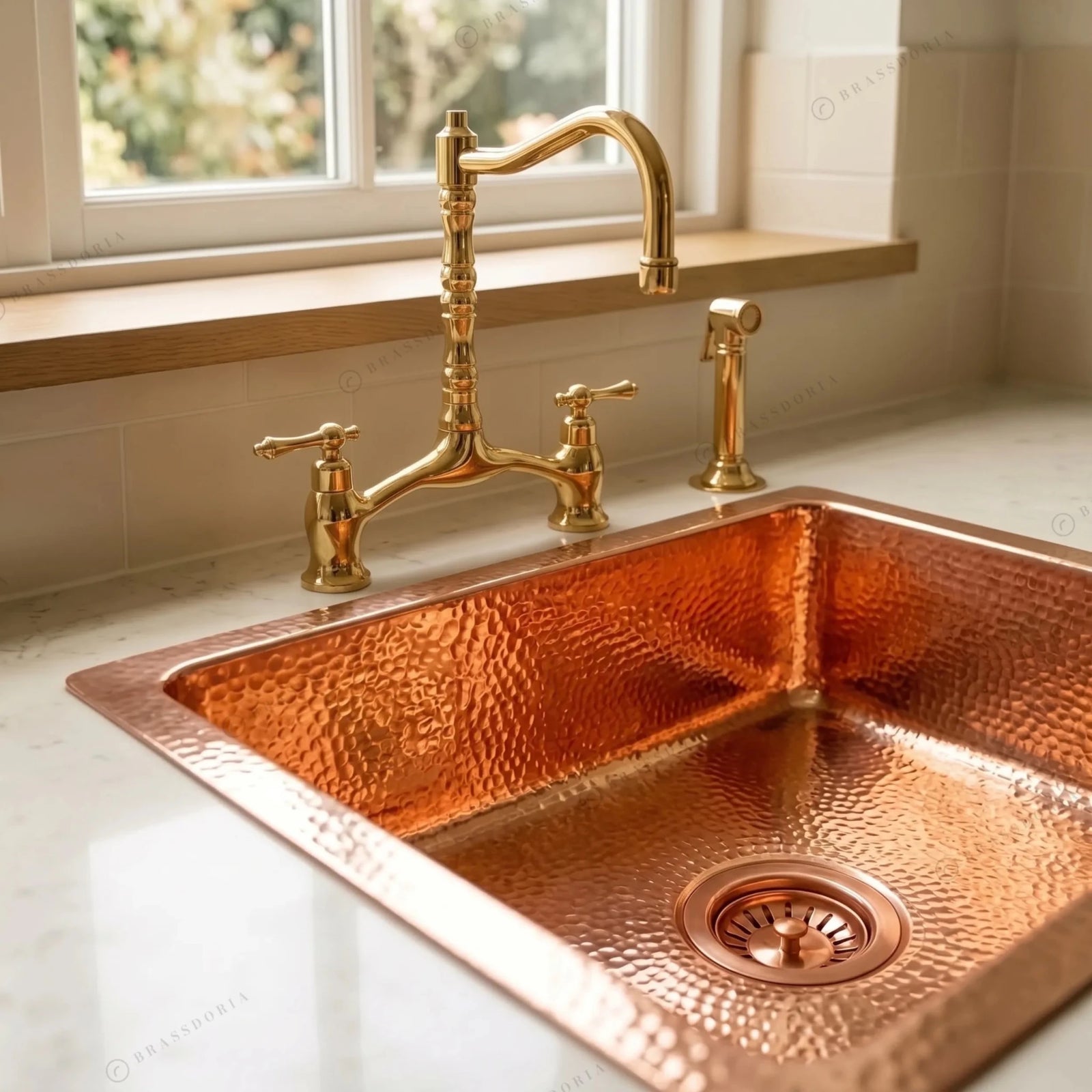 15-Inch Handcrafted Hammered Copper Bar & Prep Sink - BRASSDORIA