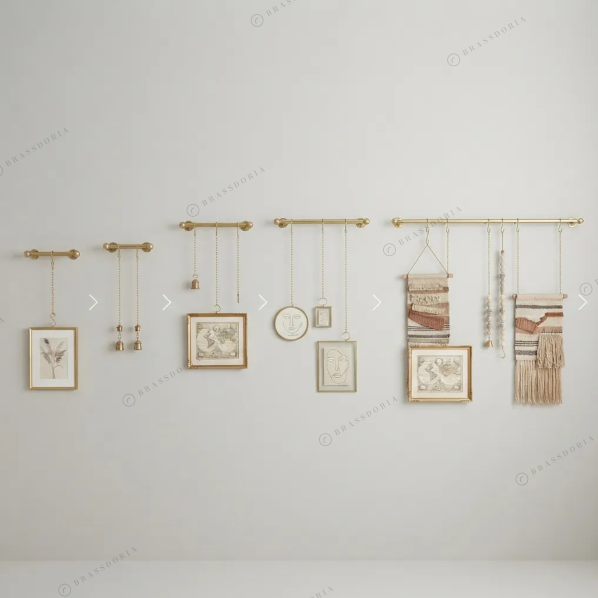 Solid brass picture rail system, view 4 – Brassdoria