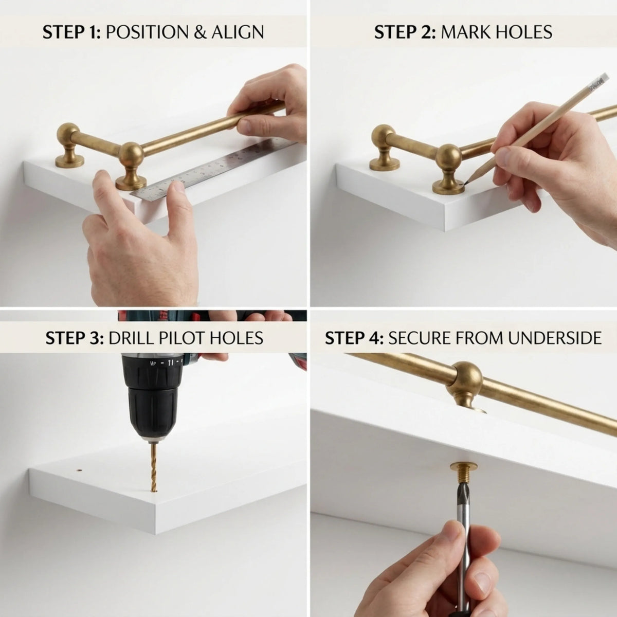 Installing a gallery railing on a shelf, step by step – Brassdoria