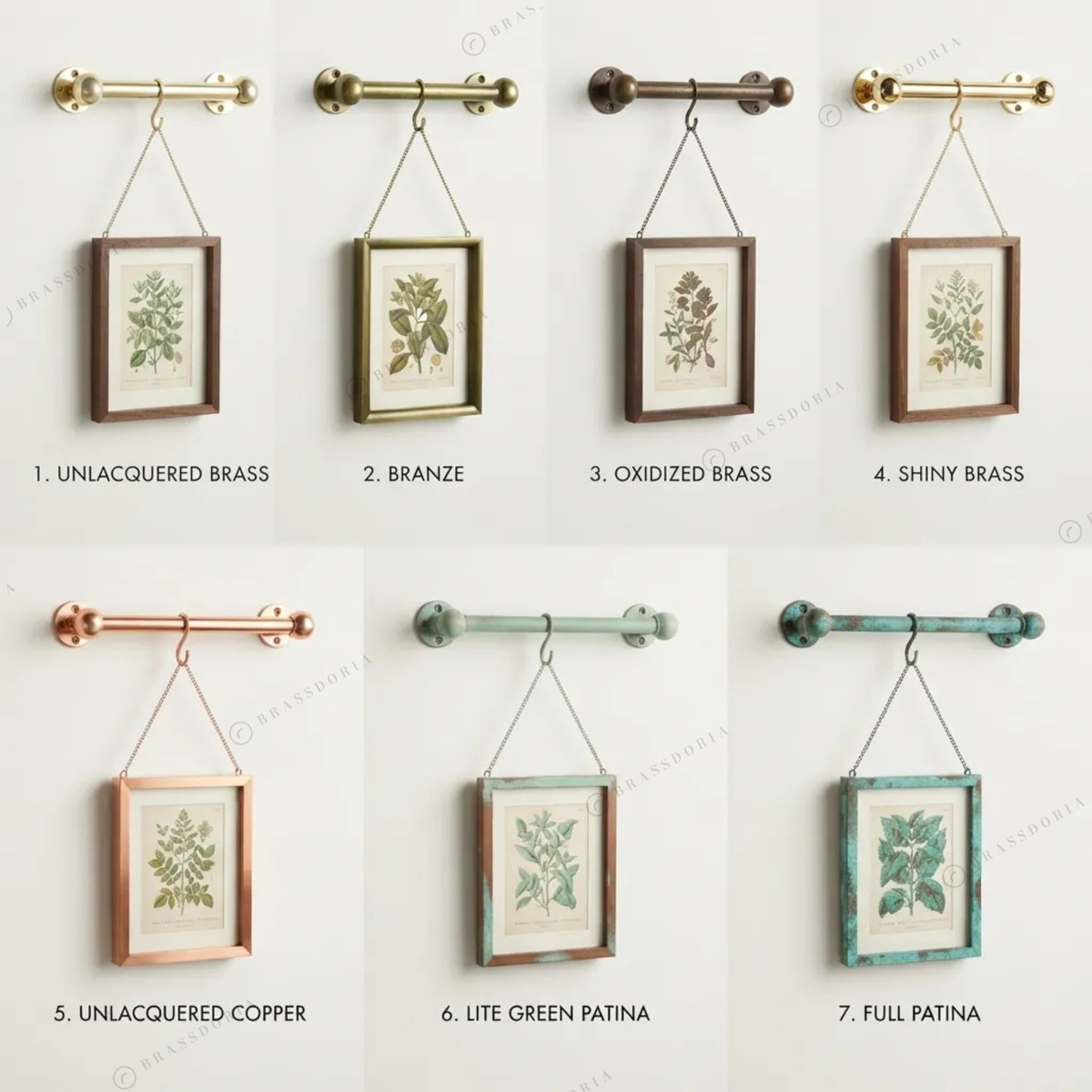 Solid brass picture rail system, finish options – Brassdoria