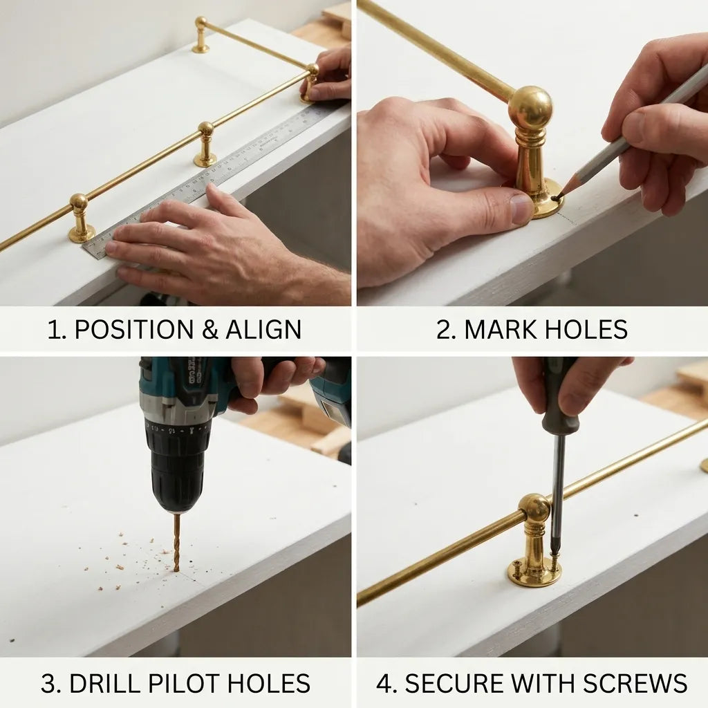 Solid brass ball post gallery rail, view 7 – Brassdoria