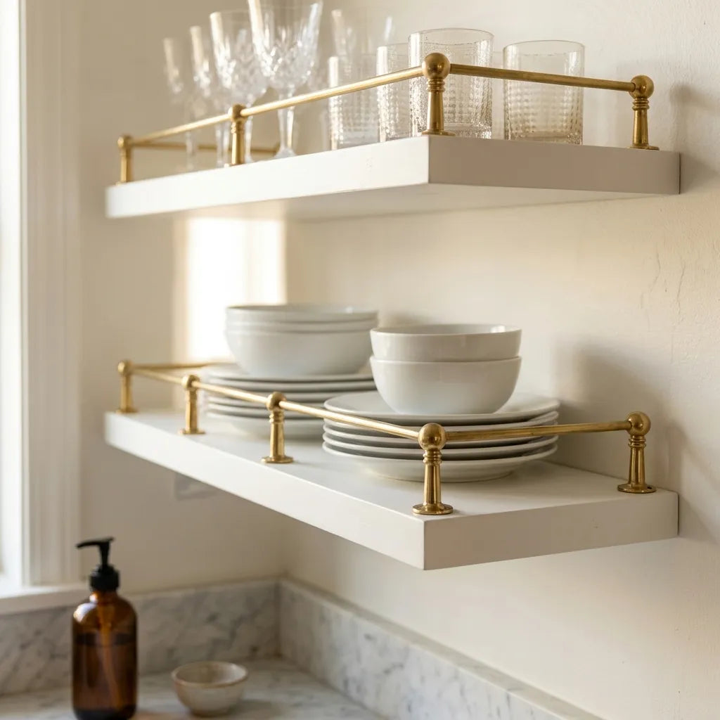 Solid brass ball post gallery rail, view 3 – Brassdoria