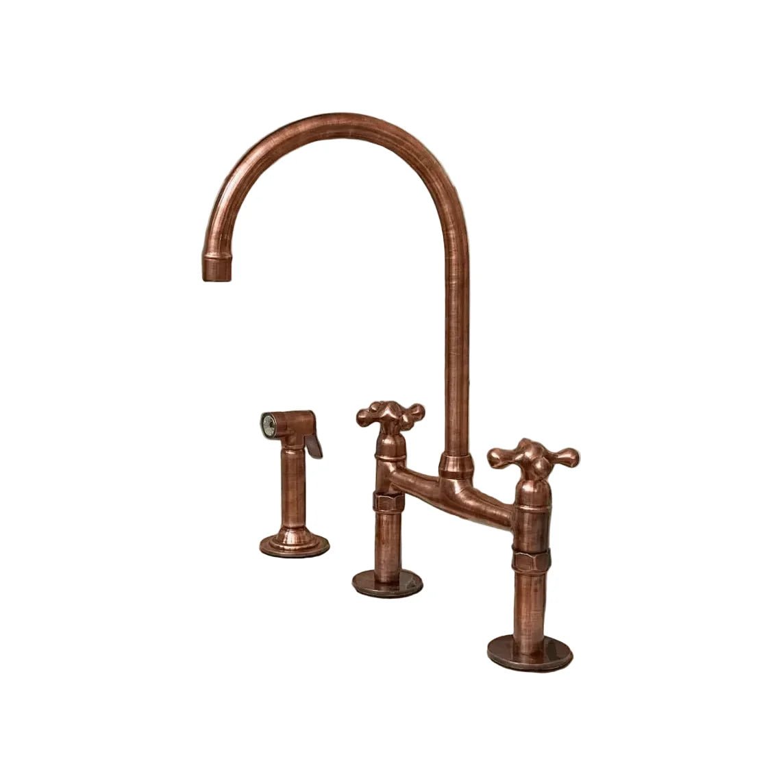 Aged Copper Bridge Faucet, Vintage Kitchen Sink Faucet, Aged Copper Tap - BRASSDORIA
