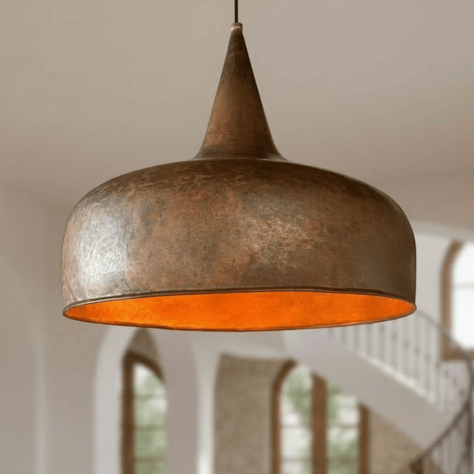 Aged Copper Dome Pendant – Vintage Ceiling Light for Kitchen Interiors - BRASSDORIA