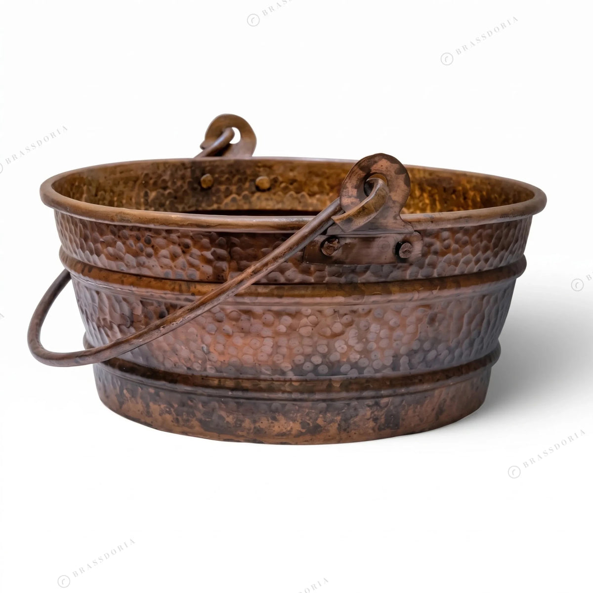 Aged Copper Hammered Bucket Bathroom Sink - BRASSDORIA