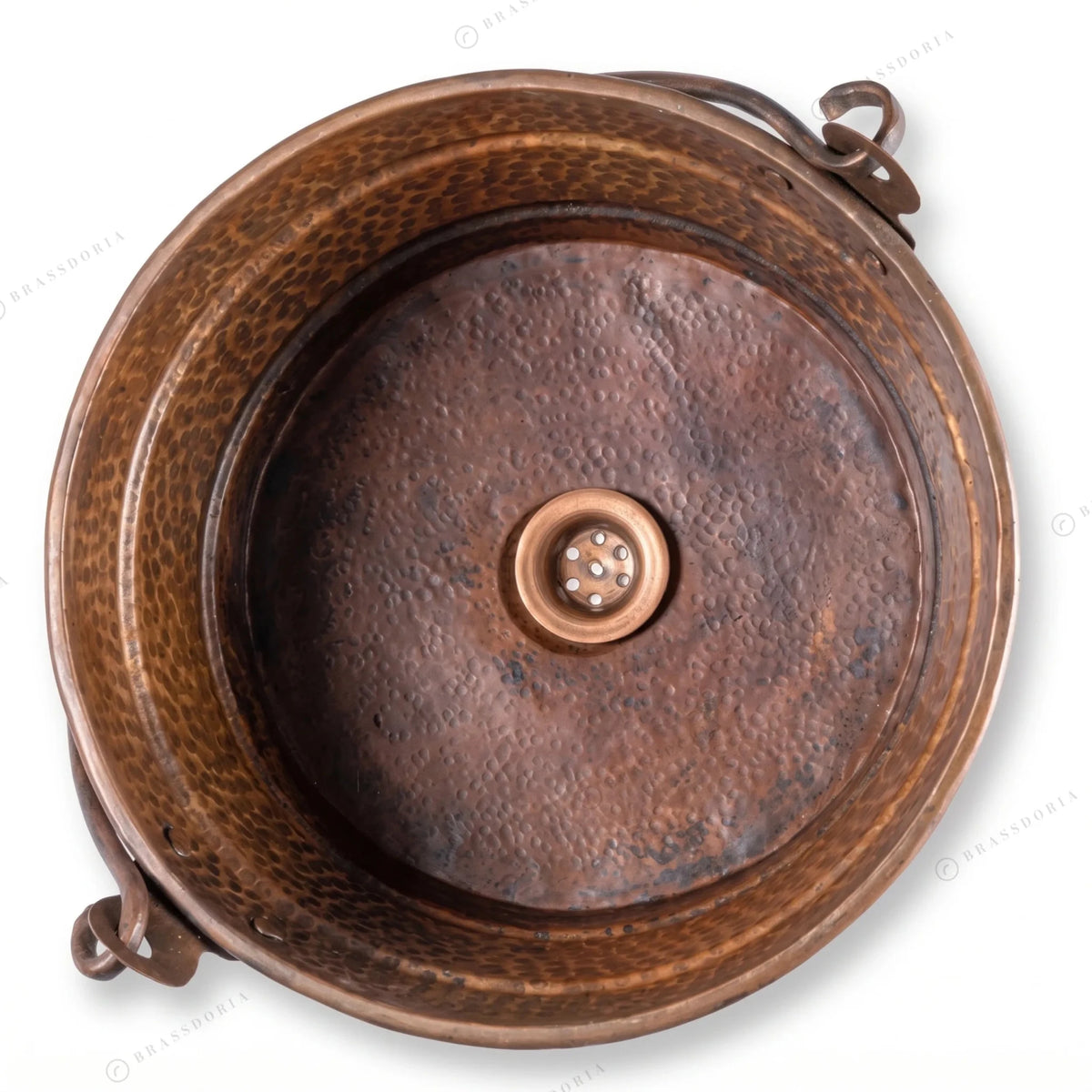 Aged Copper Hammered Bucket Bathroom Sink - BRASSDORIA