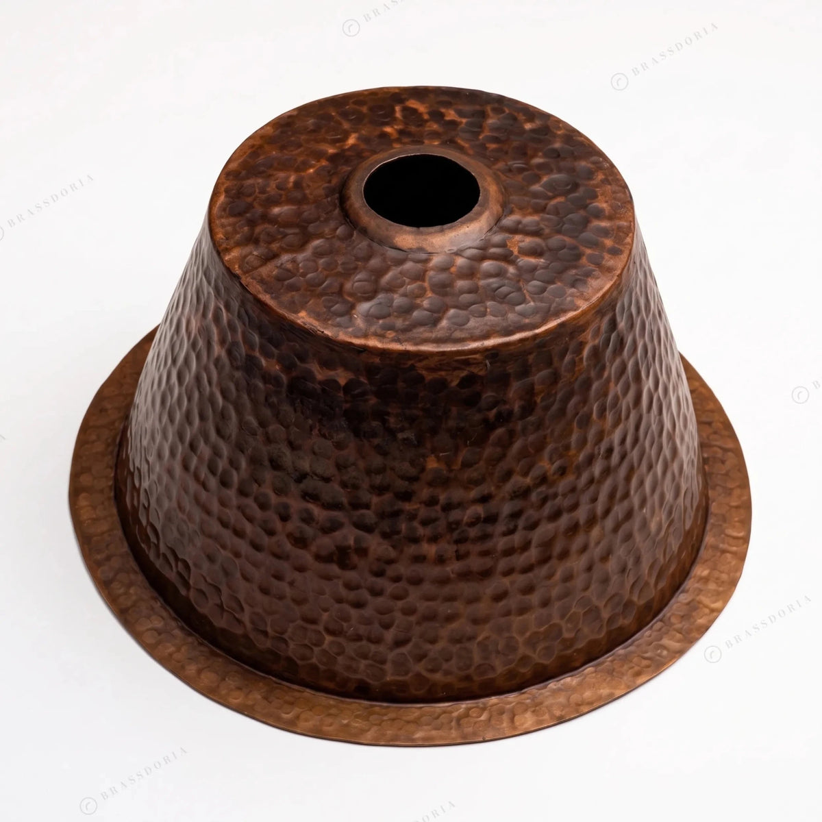 Aged Copper Round Bar Sink – Dark Brown Dropped-In Sink with Hammered Finish - BRASSDORIA