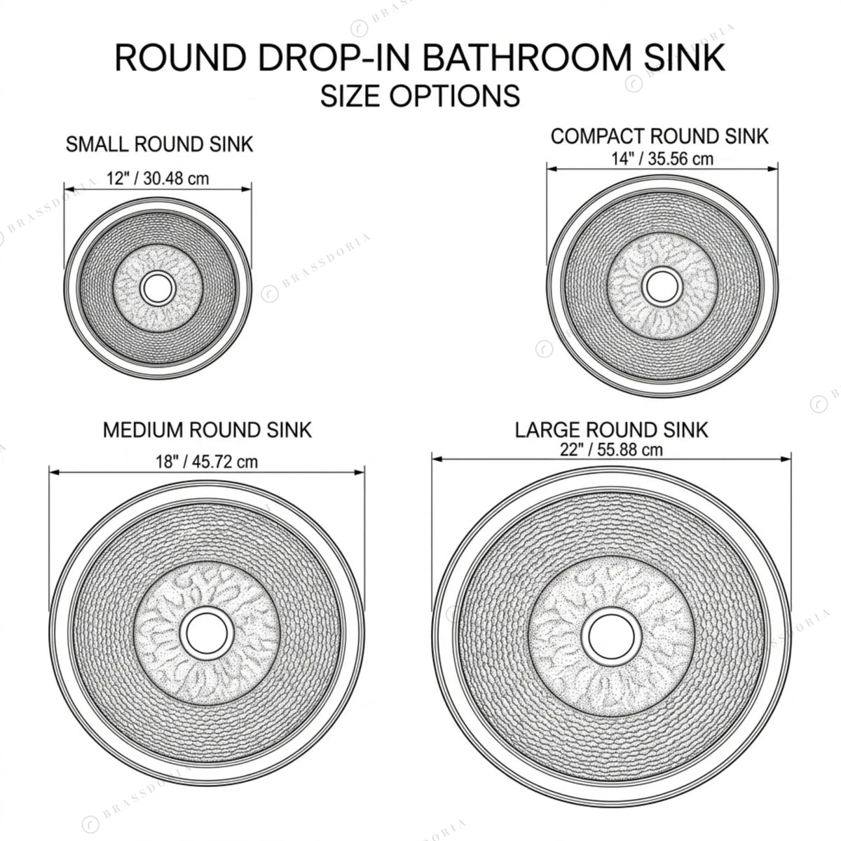 Aged Copper Round Bar Sink – Dark Brown Dropped-In Sink with Hammered Finish - BRASSDORIA