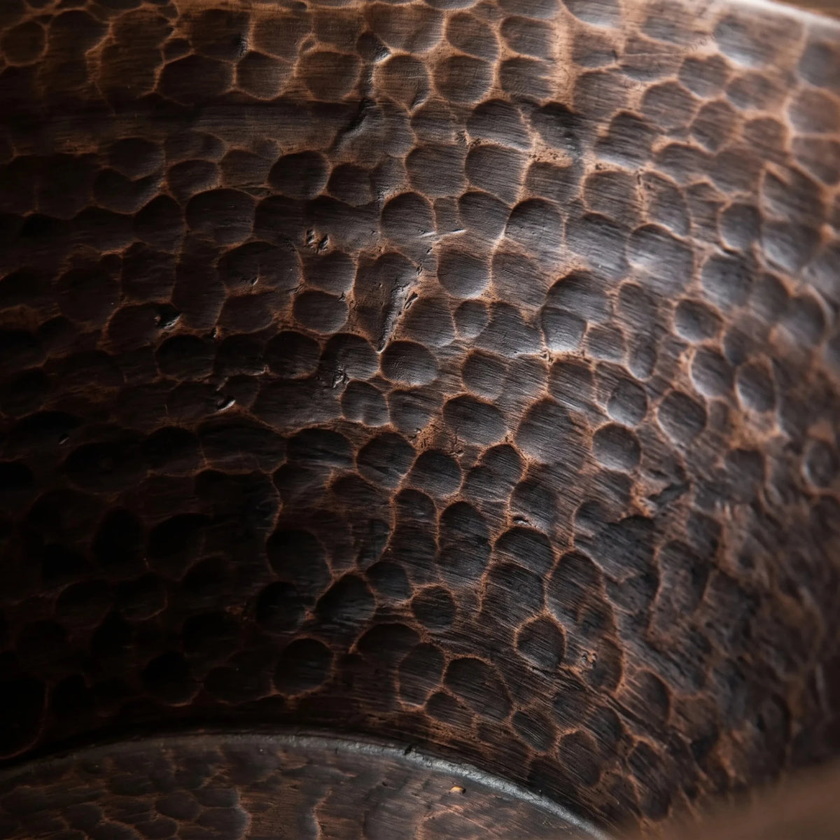 Aged Copper Round Bar Sink – Dark Brown Dropped-In Sink with Hammered Finish - BRASSDORIA