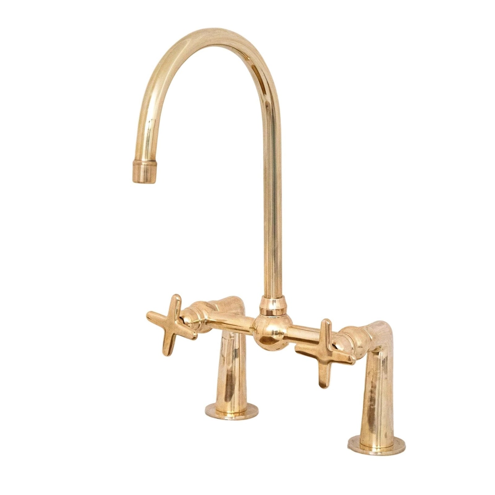 Antique Brass Bridge Kitchen Faucet - Classic Solid Brass Tap - BRASSDORIA