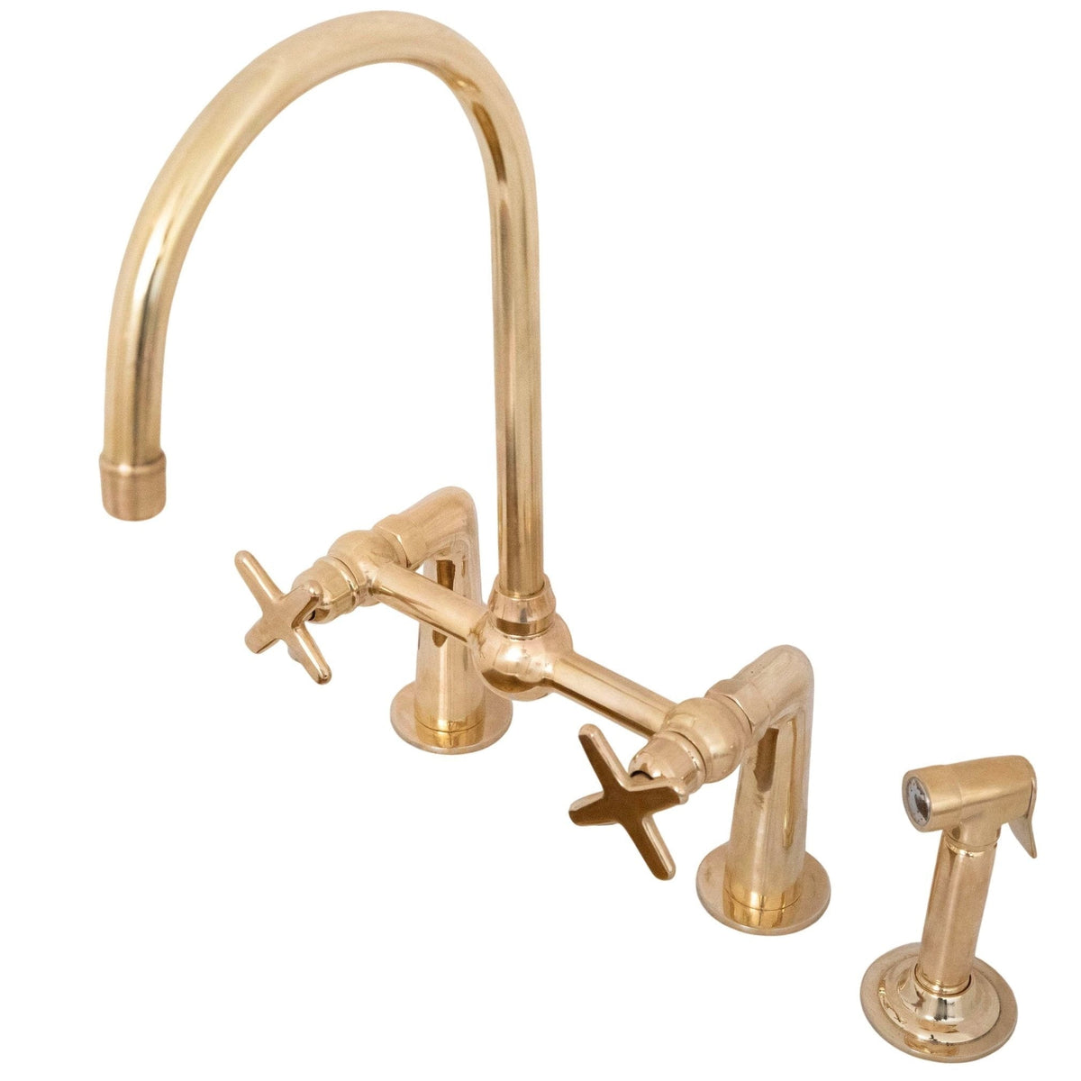 Antique Brass Bridge Kitchen Faucet - Classic Solid Brass Tap - BRASSDORIA