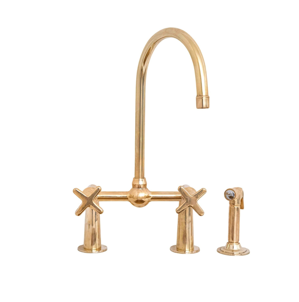 Antique Brass Bridge Kitchen Faucet - Classic Solid Brass Tap - BRASSDORIA