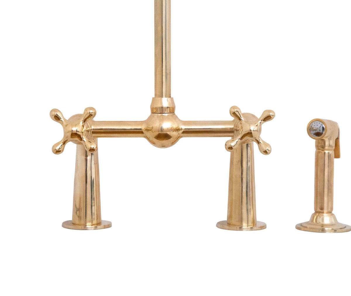 Antique Brass Bridge Kitchen Faucet - Classic Solid Brass Tap - BRASSDORIA