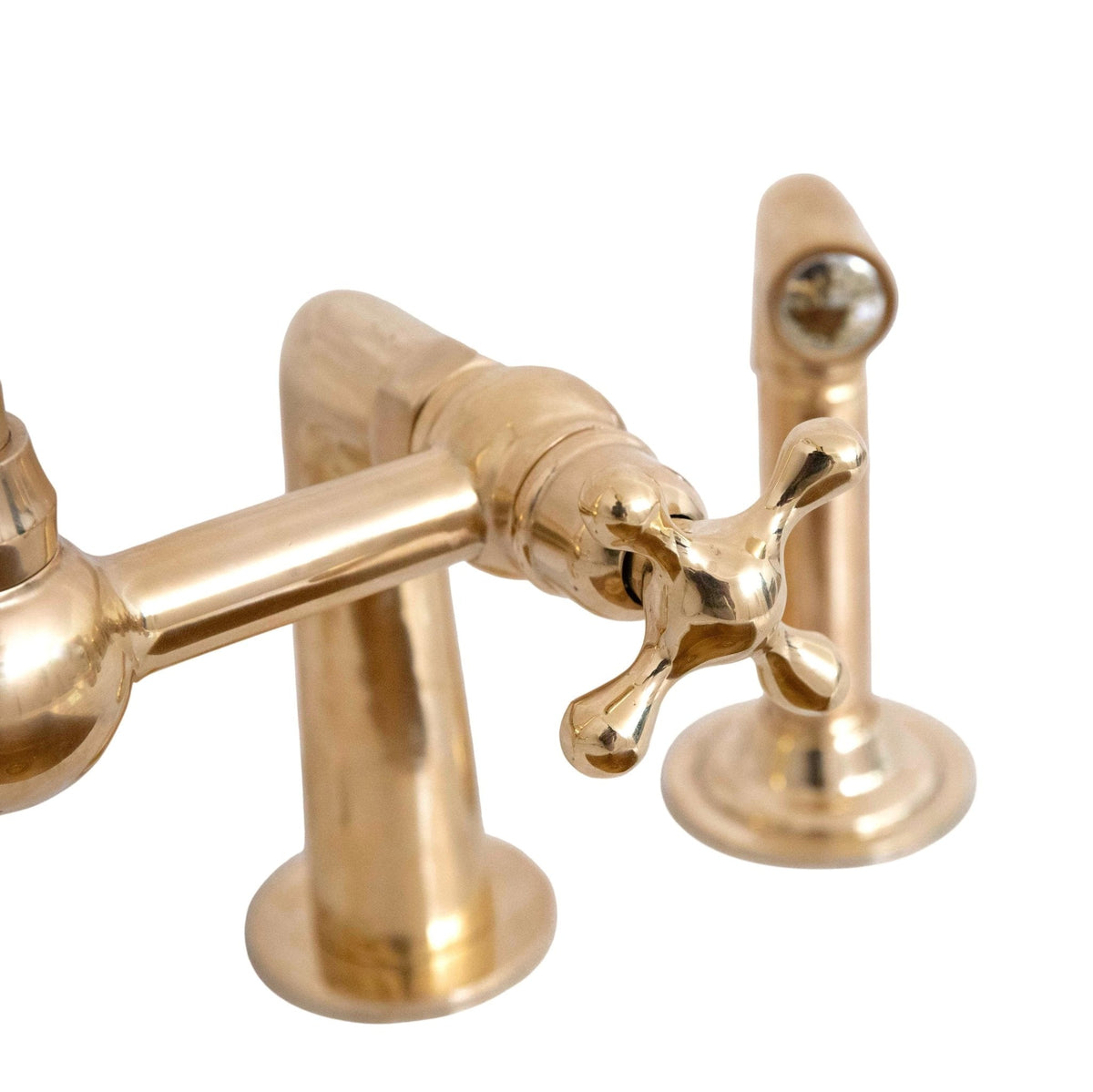 Antique Brass Bridge Kitchen Faucet - Classic Solid Brass Tap - BRASSDORIA
