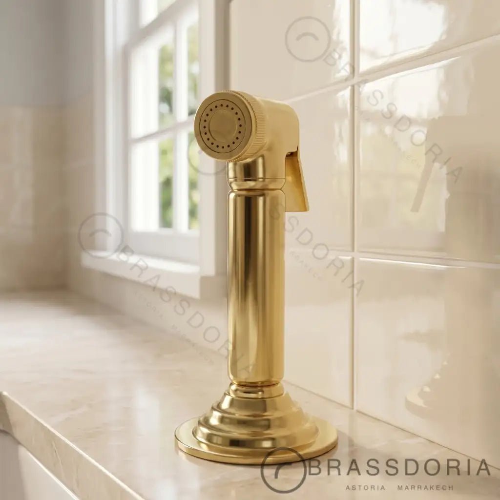 Antique Brass Bridge Kitchen Faucet - Solid Brass Vintage Tap - BRASSDORIA