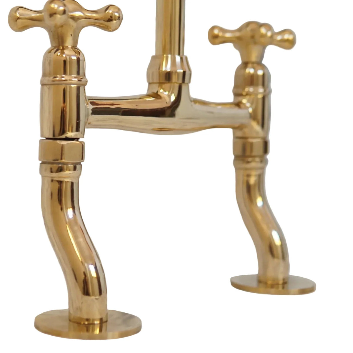 Antique Brass Bridge Kitchen Faucet With Curved Legs - Brass Kitchen Tap - BRASSDORIA