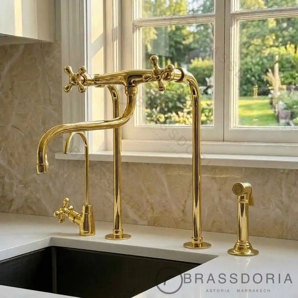 Antique Brass Kitchen Faucet - Unlacquered Brass Faucet - BRASSDORIA