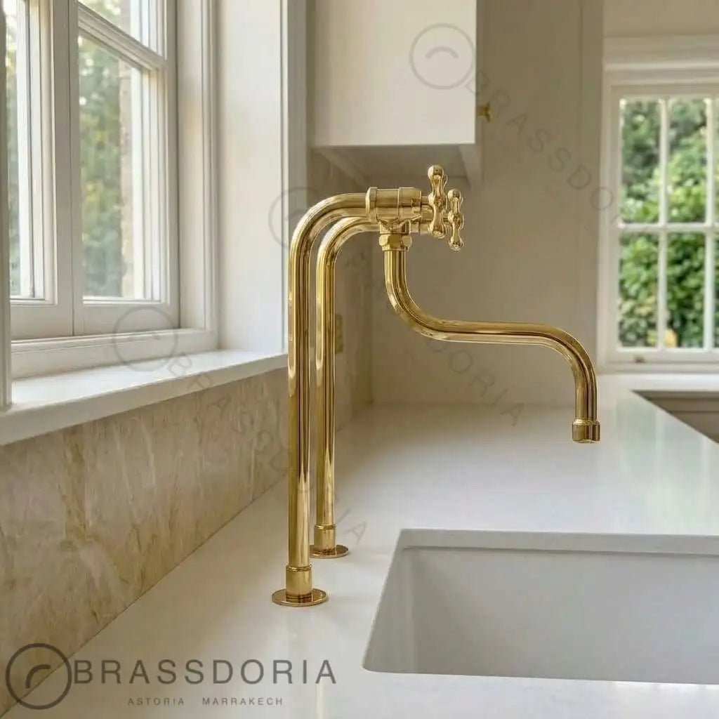 Antique Brass Kitchen Faucet - Unlacquered Brass Faucet - BRASSDORIA