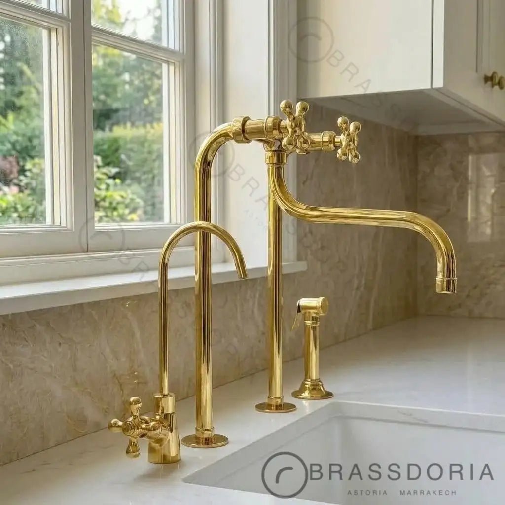 Antique Brass Kitchen Faucet - Unlacquered Brass Faucet - BRASSDORIA