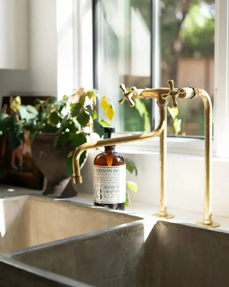 Antique Brass Kitchen Faucet - Unlacquered Brass Faucet - BRASSDORIA