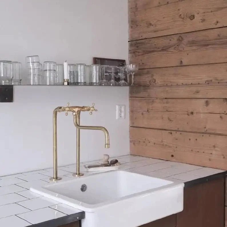 Antique Brass Kitchen Faucet - Unlacquered Brass Faucet - BRASSDORIA