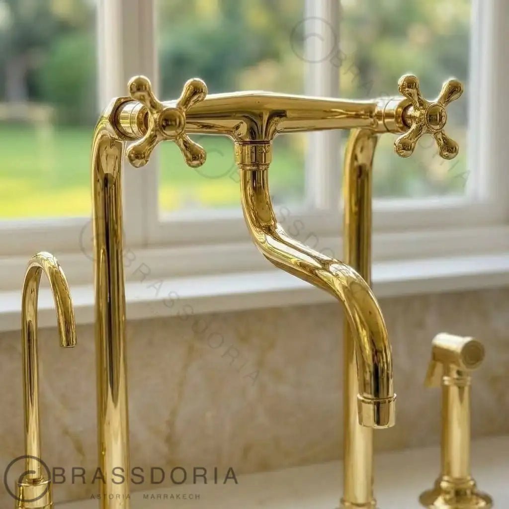 Antique Brass Kitchen Faucet - Unlacquered Brass Faucet - BRASSDORIA