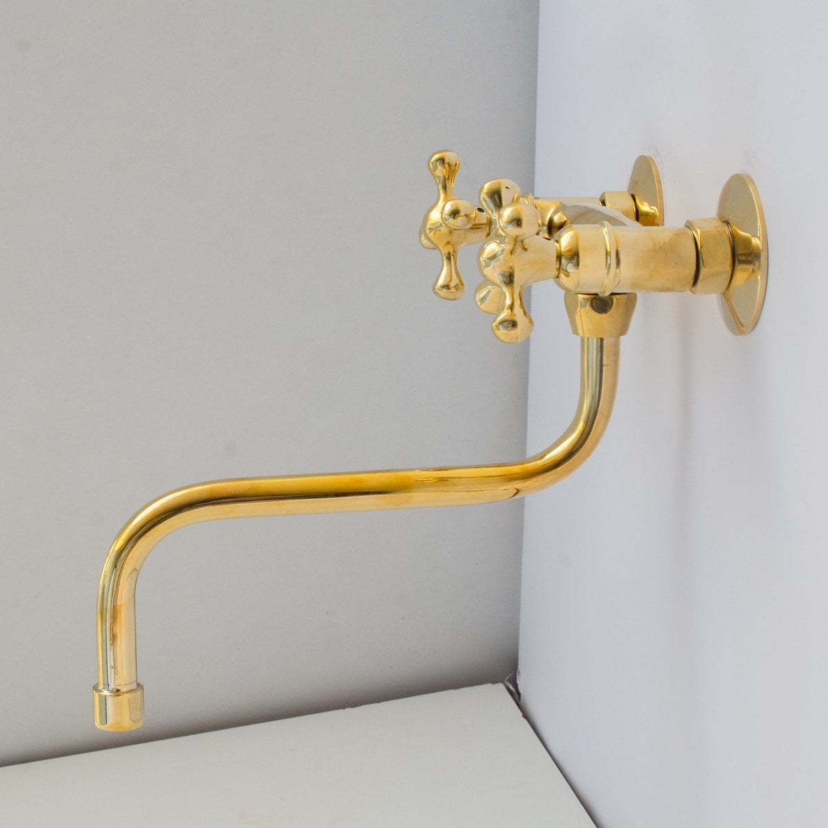 Antique Brass Kitchen Faucet - Wall Kitchen Faucet - BRASSDORIA