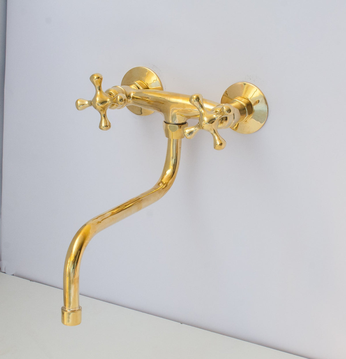 Antique Brass Kitchen Faucet - Wall Kitchen Faucet - BRASSDORIA