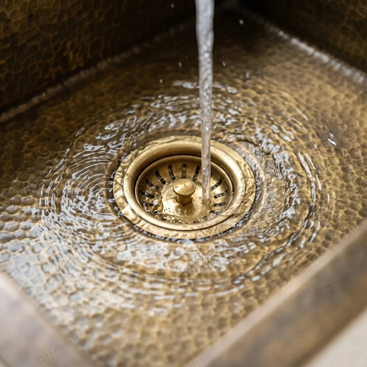 Antique Brass Undermount Single Kitchen Sink – Hammered Patina Brass - BRASSDORIA