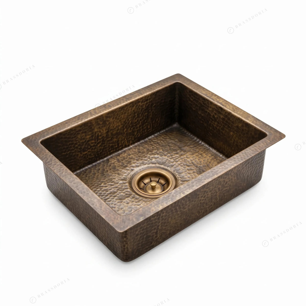 Antique Brass Undermount Single Kitchen Sink – Hammered Patina Brass - BRASSDORIA