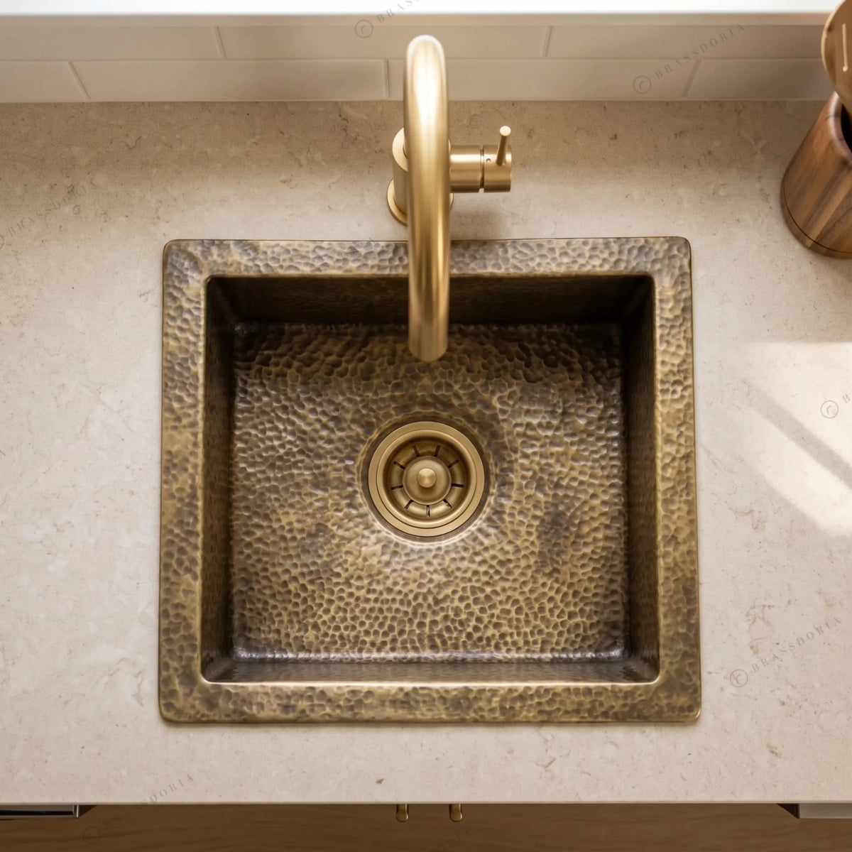 Antique Bronze Hammered Brass Undermount Sink – Rustic Brass Kitchen Sink - BRASSDORIA