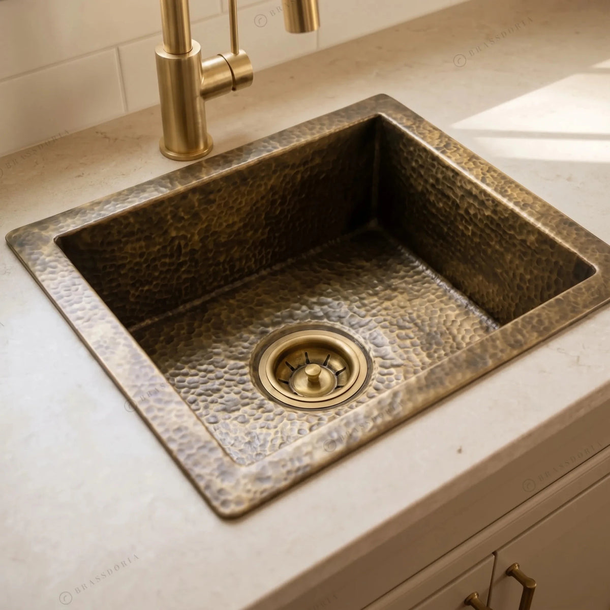 Antique Bronze Hammered Brass Undermount Sink – Rustic Brass Kitchen Sink - BRASSDORIA