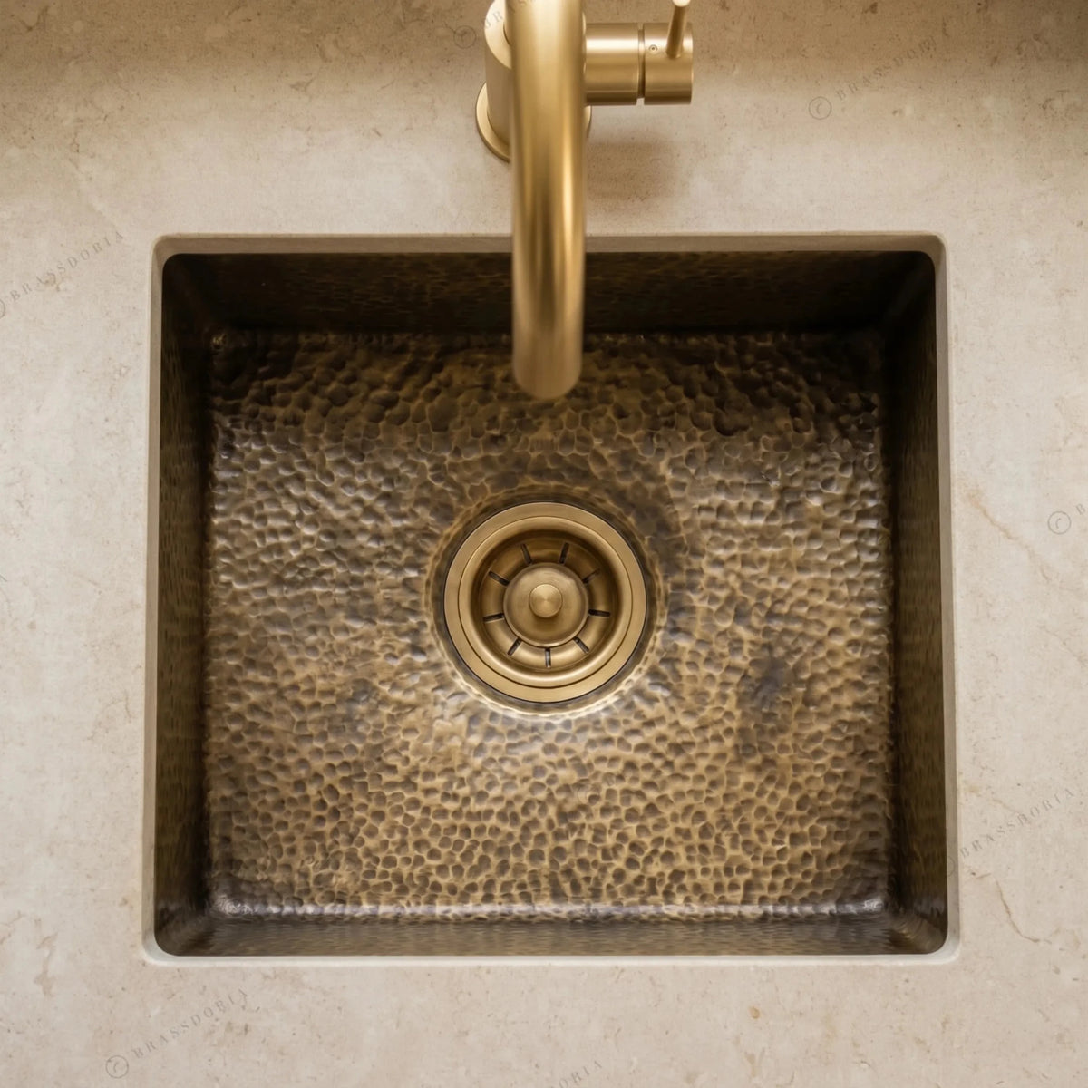 Antique Bronze Hammered Brass Undermount Sink – Rustic Brass Kitchen Sink - BRASSDORIA