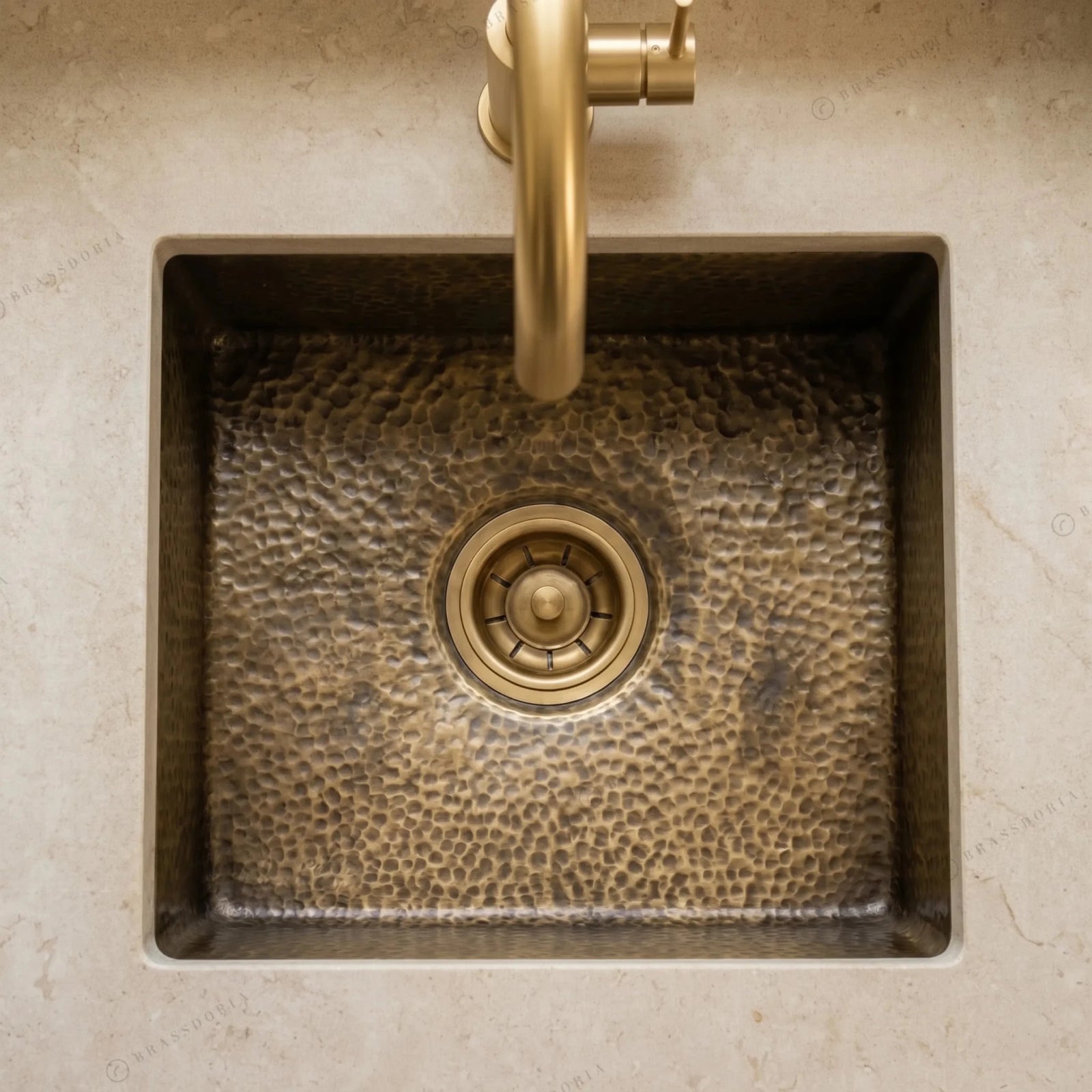 Antique Bronze Hammered Brass Undermount Sink – Rustic Brass Kitchen Sink - BRASSDORIA