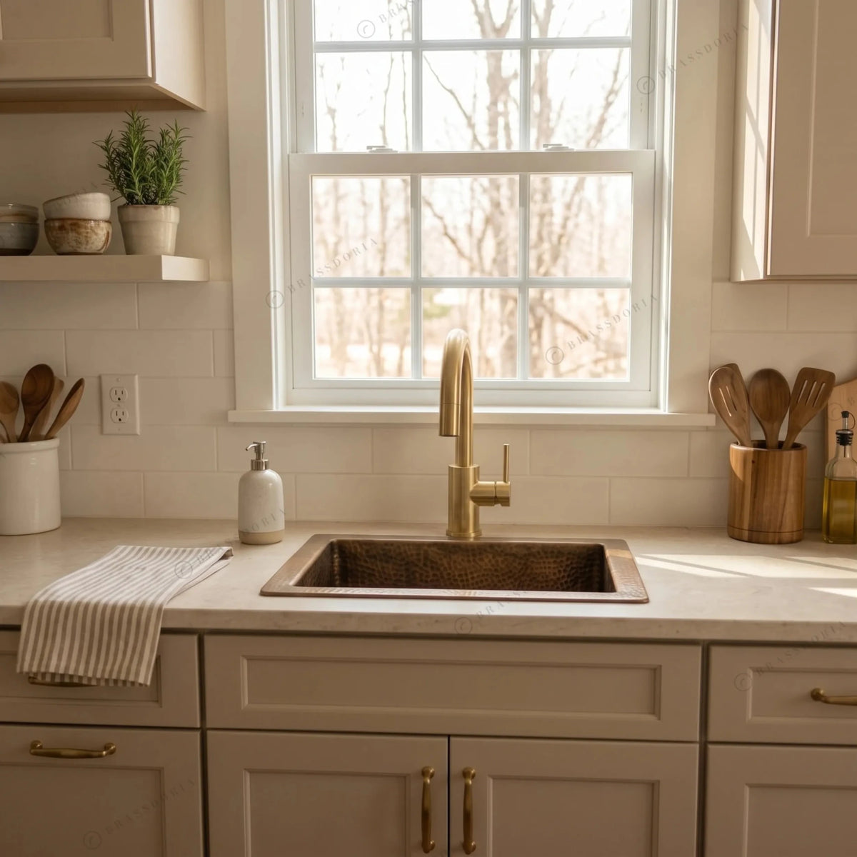 Antique Bronze Hammered Brass Undermount Sink – Rustic Brass Kitchen Sink - BRASSDORIA