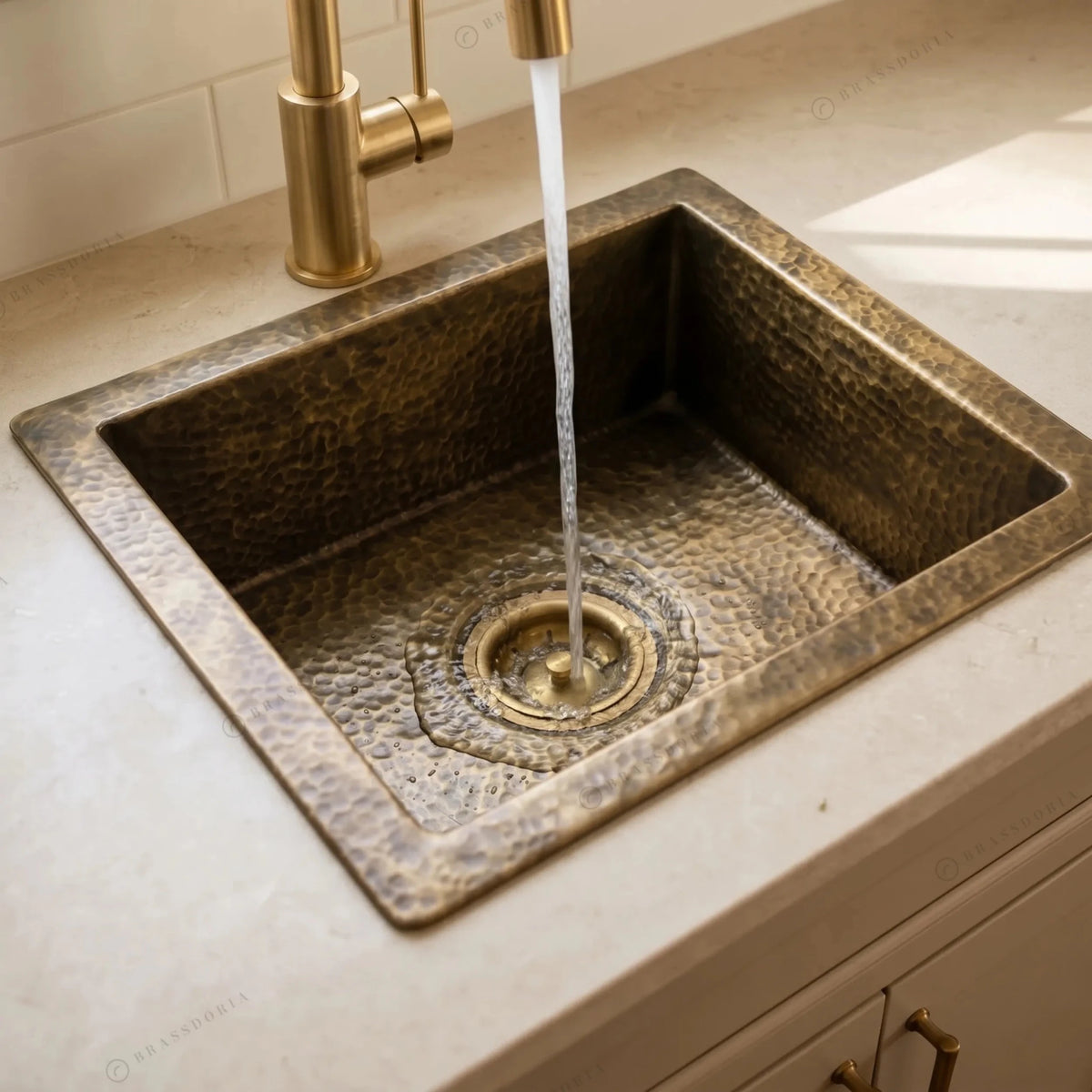Antique Bronze Hammered Brass Undermount Sink – Rustic Brass Kitchen Sink - BRASSDORIA