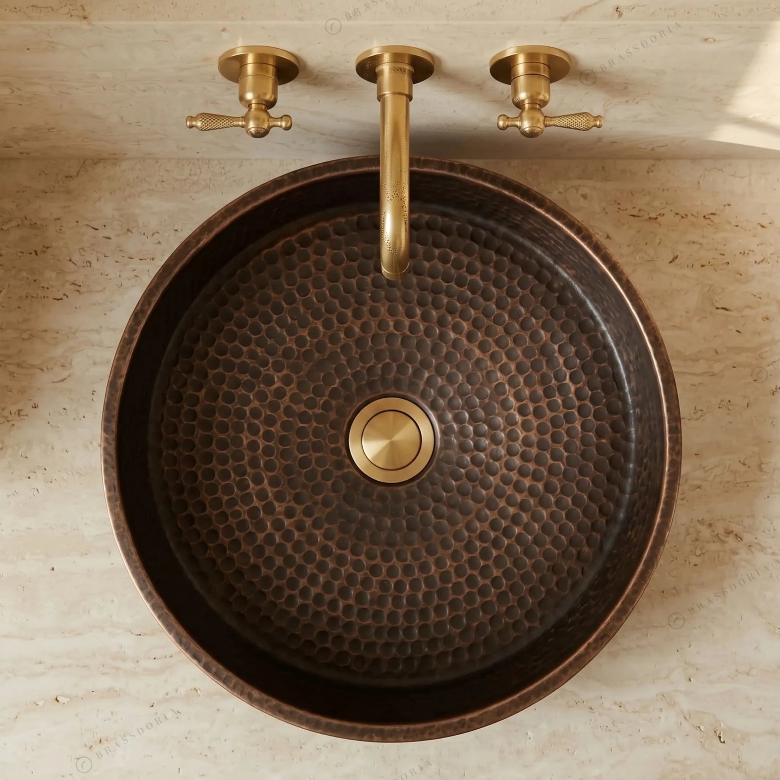 Antique Bronze Vessel Sink – Hammered Bathroom Basin & Rustic Vanity Bowl - BRASSDORIA