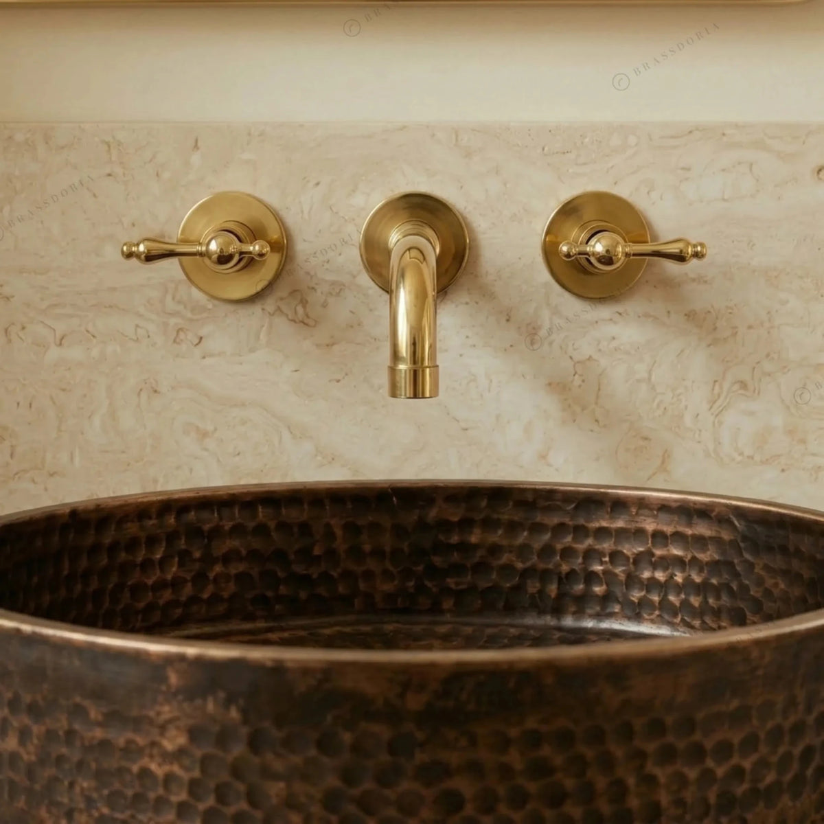 Antique Bronze Vessel Sink – Hammered Bathroom Basin & Rustic Vanity Bowl - BRASSDORIA