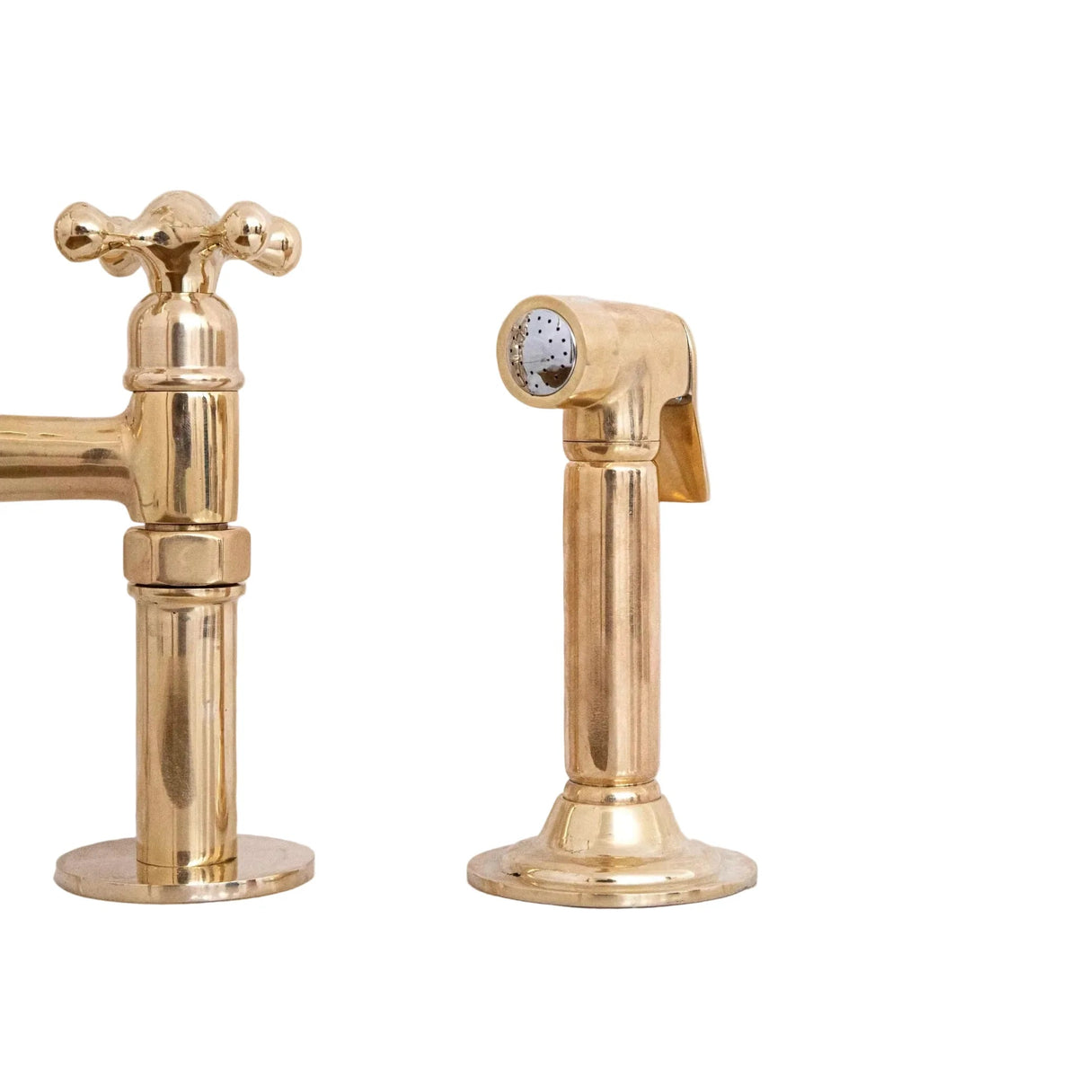 Antique Solid Brass Bridge Faucet, Vintage Kitchen Sink Tap - BRASSDORIA