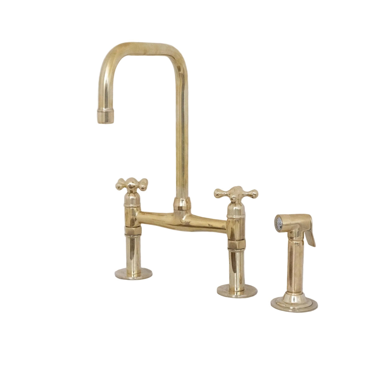 Antique Solid Brass Kitchen Bridge Faucet, Brass Kitchen Tap - BRASSDORIA