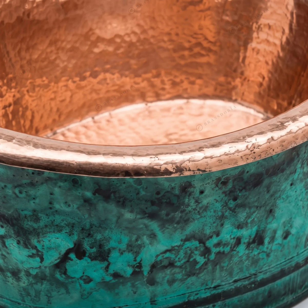 Bathroom Copper Sink Tub Style – Green Patina Vessel Sink - BRASSDORIA