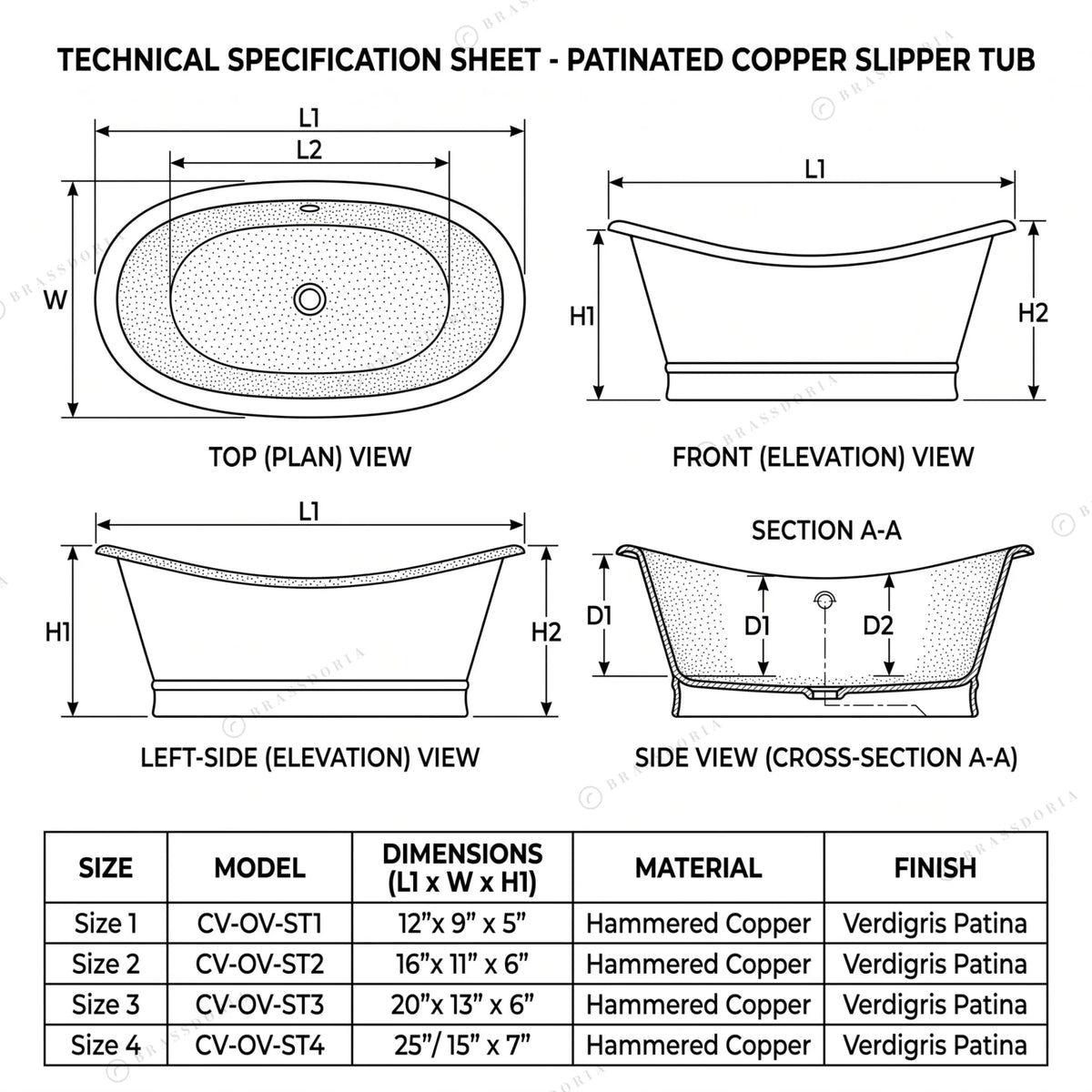 Bathroom Copper Sink Tub Style – Green Patina Vessel Sink - BRASSDORIA