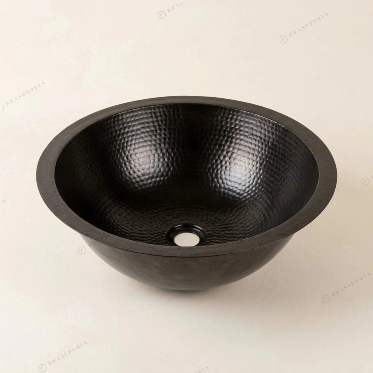 Black Hammered Copper Drop-In Sink – Round Bathroom Vanity Basin - BRASSDORIA