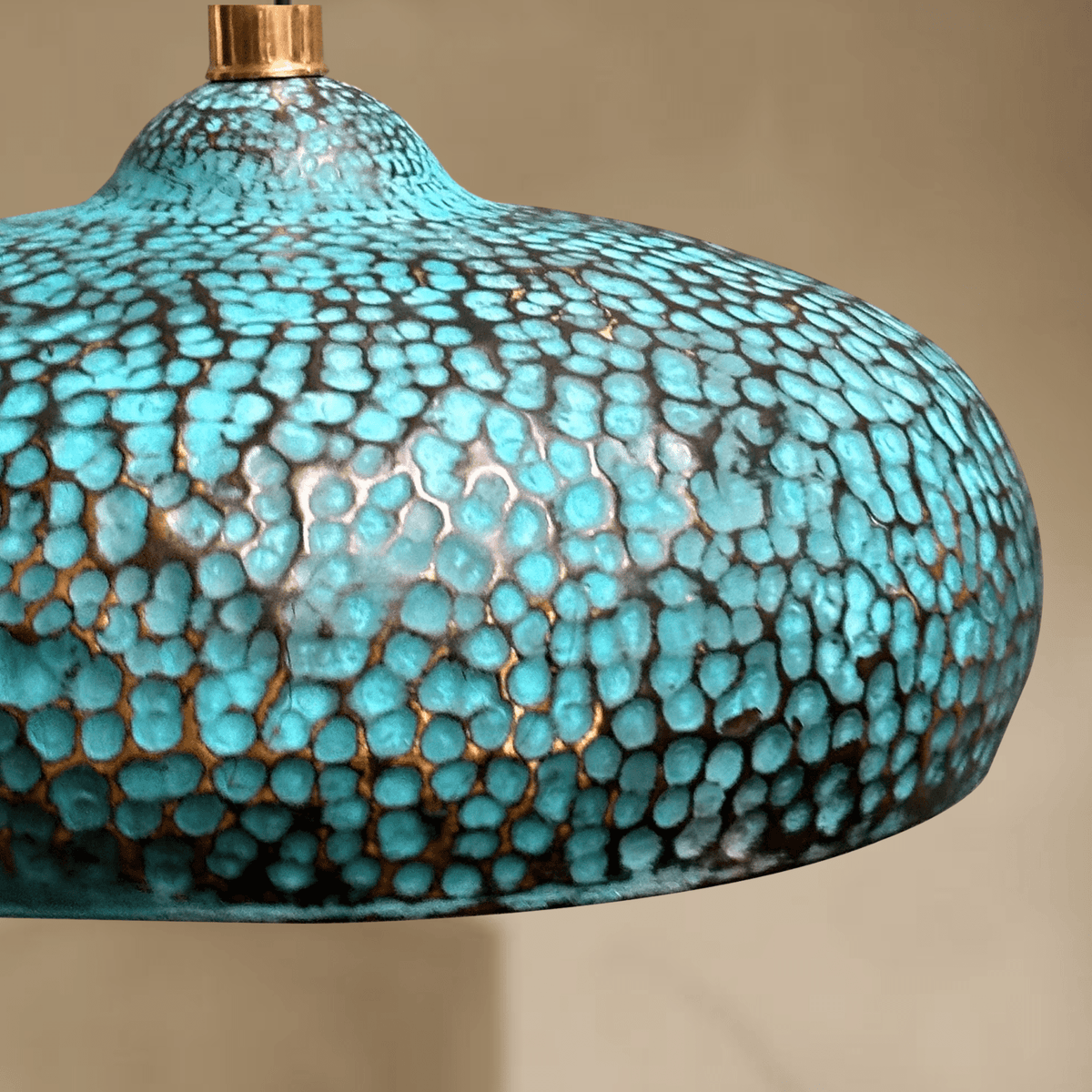 Blue Patina Brass Pendant Lights – Handcrafted Oxidized Dome Fixtures for Kitchen Islands - BRASSDORIA