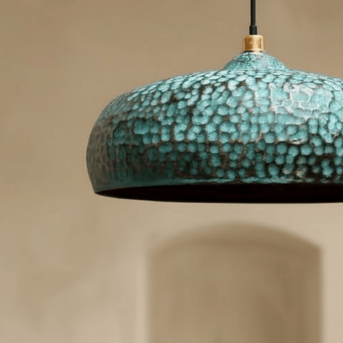 Blue Patina Brass Pendant Lights – Handcrafted Oxidized Dome Fixtures for Kitchen Islands - BRASSDORIA