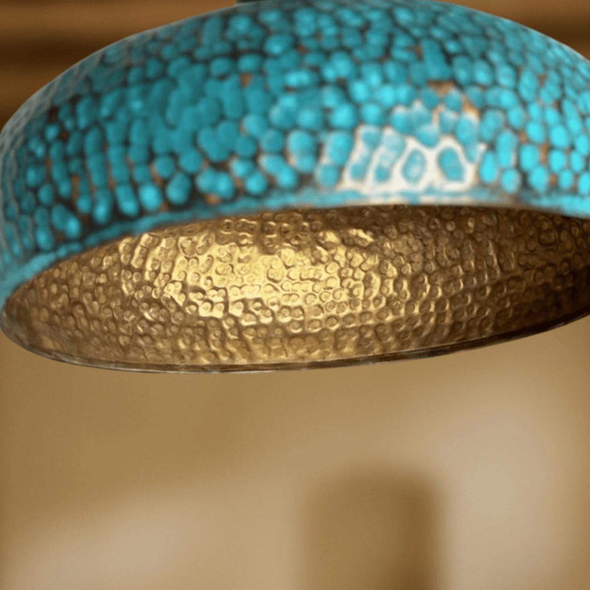 Blue Patina Brass Pendant Lights – Handcrafted Oxidized Dome Fixtures for Kitchen Islands - BRASSDORIA